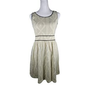 Monteau Los Angeles from‎ Anthropology Off White Black Lined Dress Size S